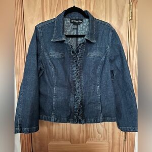 Colleen Lopez Blue Denim Jacket with Ruffle Trim